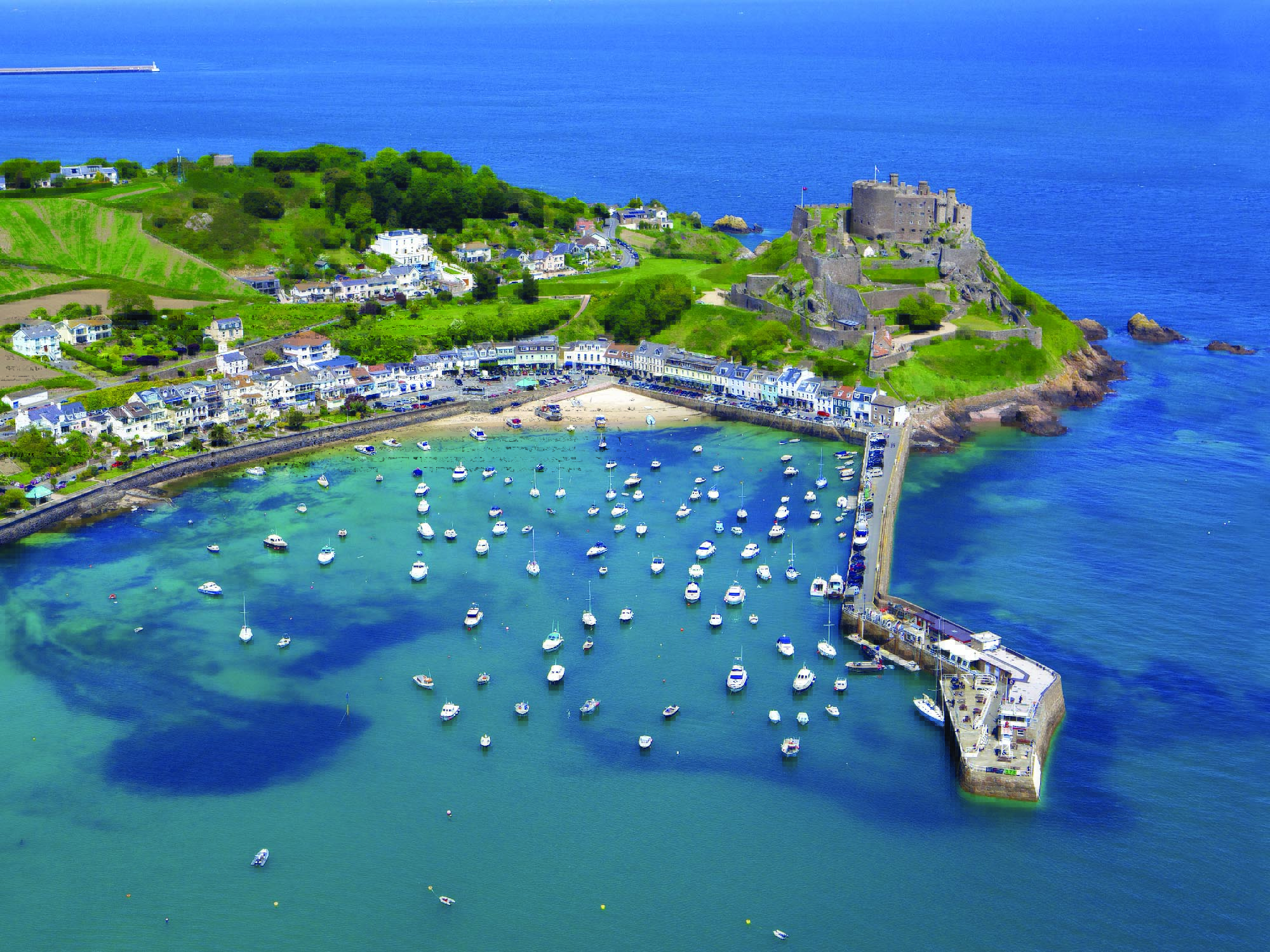Aerial View of Gorey Harbour in Summer